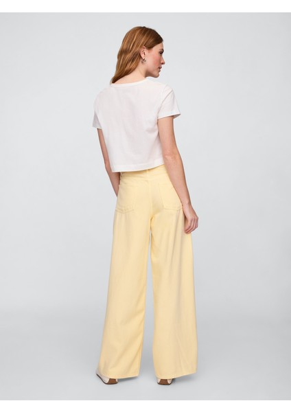 Kadın Sarı Baggy Utility Jean Pantolon indirimleri