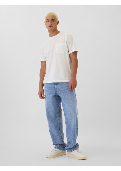 Erkek Mavi Baggy Fit Jean Pantolon