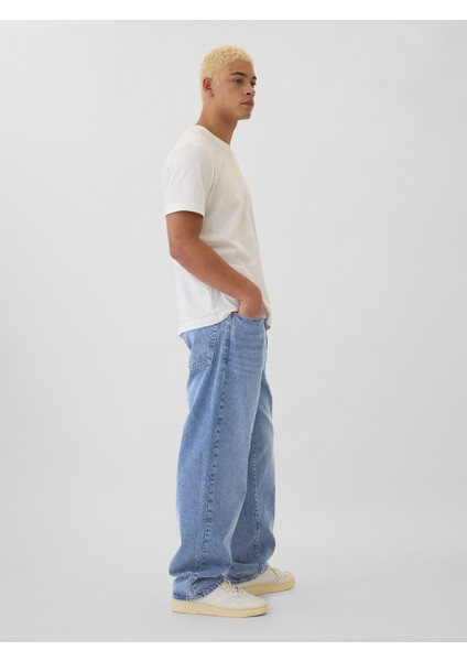 Erkek Mavi Baggy Fit Jean Pantolon