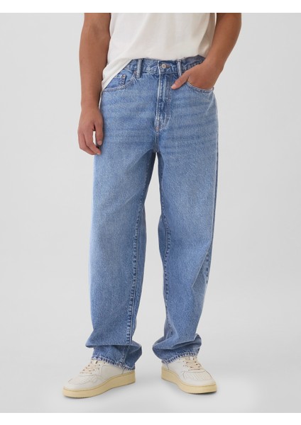 Erkek Mavi Baggy Fit Jean Pantolon