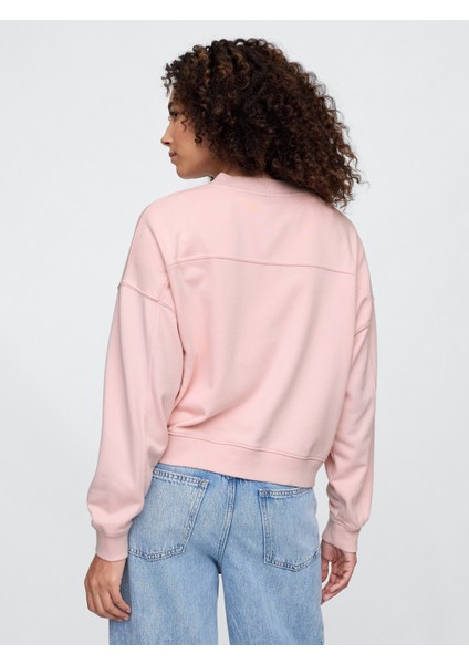 Kadın Pembe Gap Logo Vintage Soft Havlu Kumaş Wedge V Yaka Sweatshirt fırsatları