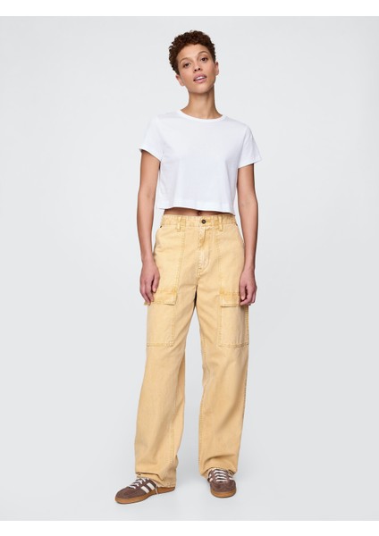 Erkek Sarı Baggy Utility Pantolon