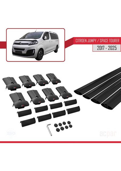 Citroen Jumpy 3 (K0) Space Tourer 2017 ve Sonrası ile Uyumlu Fly Model Ara Atkı Tavan Barı Siyah 2 Adet indirimleri
