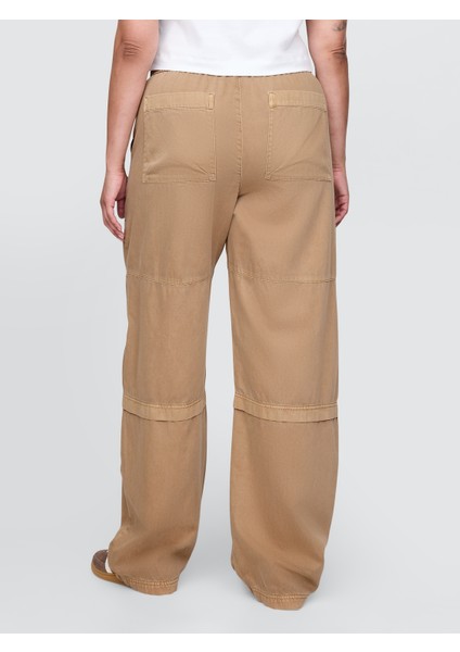 Kadın Kahverengi Mid Rise Easy Utility Barrel Pantolon modelleri