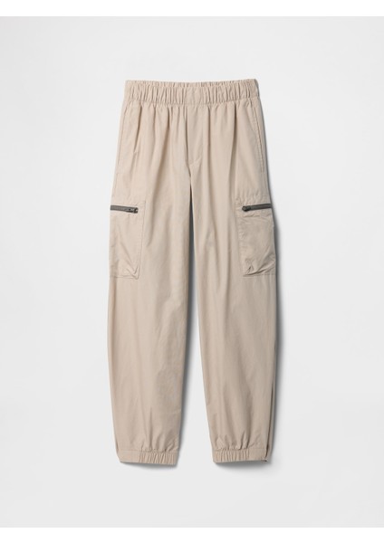 Erkek Çocuk Bej Paraşüt Jogger Pantolon