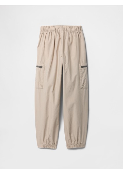 Erkek Çocuk Bej Paraşüt Jogger Pantolon