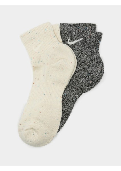 Everyday Plus Cushioned Ankle Unisex Socks 2 Pr 2 Li Plus Yastıklı Pamuklu Soket Çorap Gri Krem