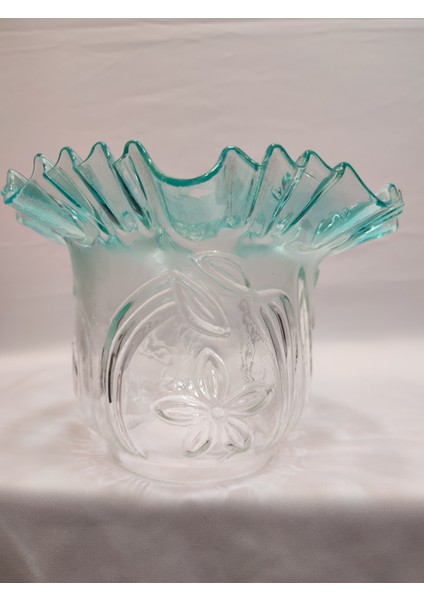 Kıvırcık Avize Camı(turkuaz Mavi-Şeffaf Renkte)(alt Çapı: 10.00cm-h:15,50cm)