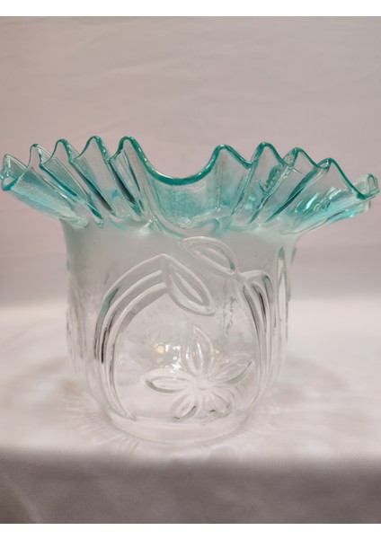 Kıvırcık Avize Camı(turkuaz Mavi-Şeffaf Renkte)(alt Çapı: 10.00cm-h:15,50cm)