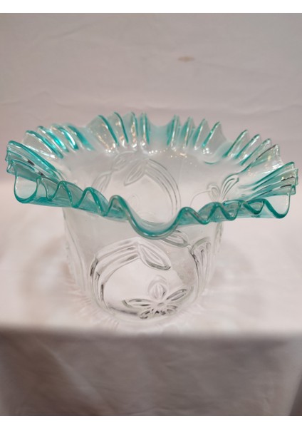 Kıvırcık Avize Camı(turkuaz Mavi-Şeffaf Renkte)(alt Çapı: 10.00cm-h:15,50cm)