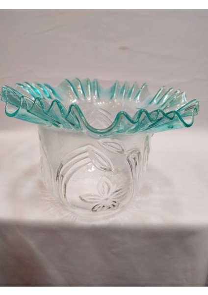 Kıvırcık Avize Camı(turkuaz Mavi-Şeffaf Renkte)(alt Çapı: 10.00cm-h:15,50cm)