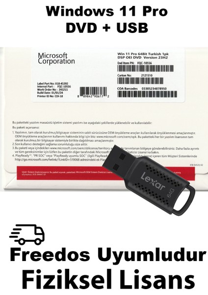 Windows 11 Pro USB + DVD Fiziksel Lisans Kurulum ve Aktivasyon