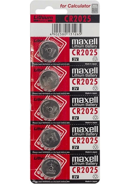 Maxell CR2025 3V Lıtyum Para Pil 5li Paket (4887)