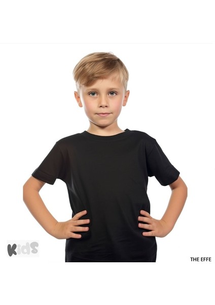 Çocuk Sıfır Yaka Süprem T-Shırt Siyah