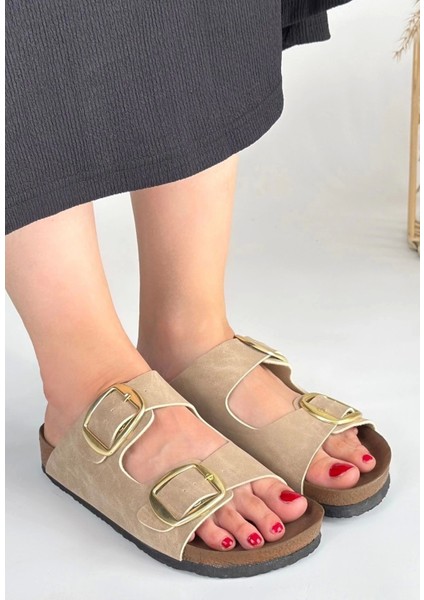 Tanta Bej Nubuk Tokalı Terlik modelleri