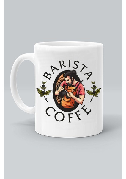 Barısta Coffee Tasarım Baskılı Beyaz Klasik Kupa Bardak