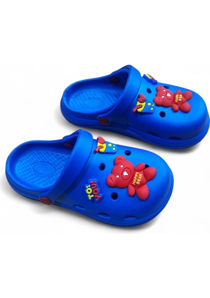 Çocuk Cross Terlik Bçocuk Emojili Cross Terlik Bahçe Terliği Plaj Sahil Banyo Terliği 31-32-33-34-35 Numara Mavi