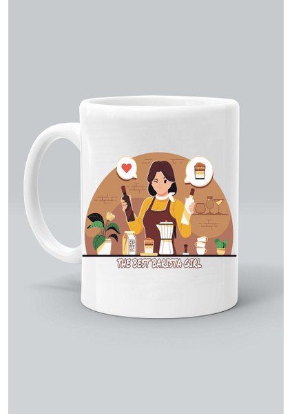 En Iyi Barista Kız The Best Barısta Gırl Tasarım Baskılı Beyaz Klasik Kupa Bardak