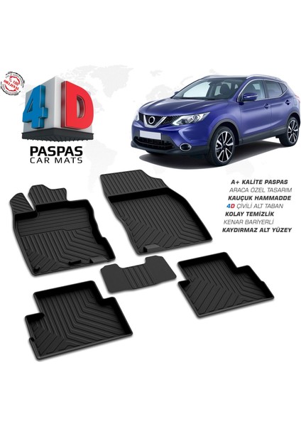 Nissan Qashqai 2 4d Araca Özel Havuzlu Kauçuk Paspas 2014-2021