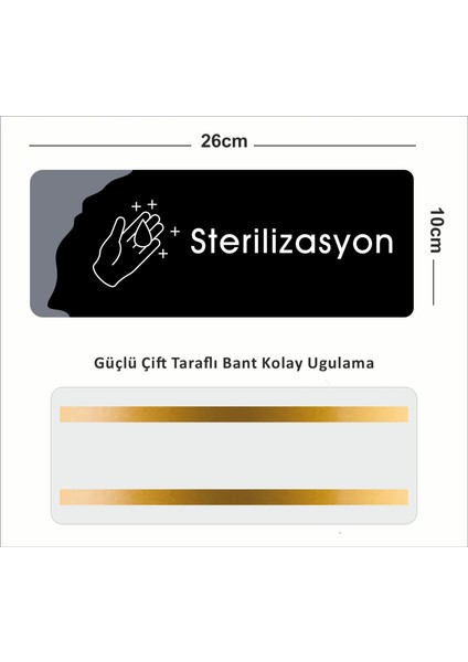 Sterilizasyon - Ofis Departman Kapı Isimliği, Yönlendirme Levhası 26X10CM - Siyah&füme fiyatları
