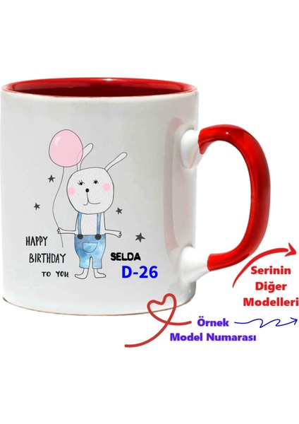 Kişiye Özel Kırmızı Kupa, Doğum Günü Kırmızı Kupa Bardak D Serisi