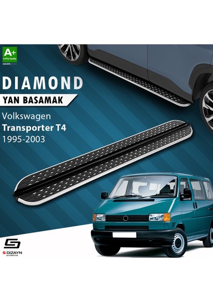 S-Dizayn Vw Transporter T4 Uzun Şase Diamond Krom Yan Basamak 253 cm 1995-2003 A+ Kalite