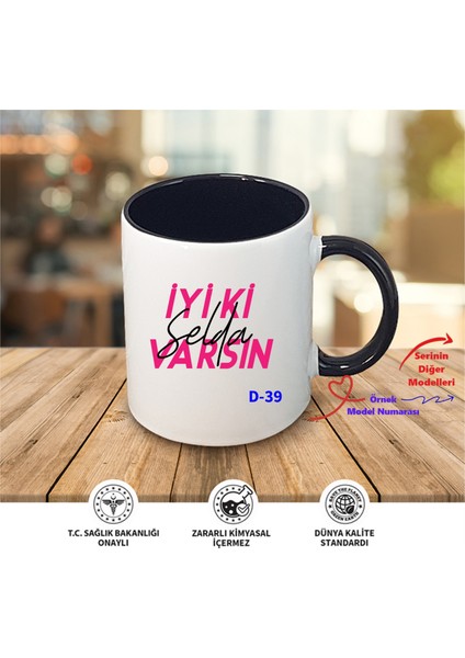 Kişiye Özel Siyah Kupa Bardak, Doğum Günü Hediyelik Tasarımlar D Serisi