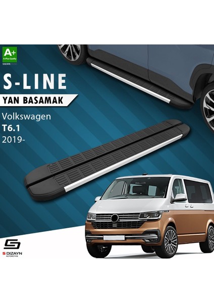 S-Dizayn Vw Transporter T6.1 Uzun Şase S-Line Aluminyum Yan Basamak 253 cm 2019 Üzeri A+ Kalite