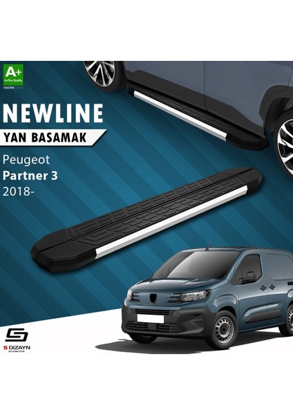 S-Dizayn Peugeot Partner 3 Uzun Şase Newline Krom Yan Basamak 213 cm 2018 Üzeri A+ Kalite