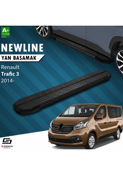S-Dizayn Renault Trafic 3 Kısa Şase Newline Siyah Yan Basamak 223 cm 2014-2020 A+ Kalite