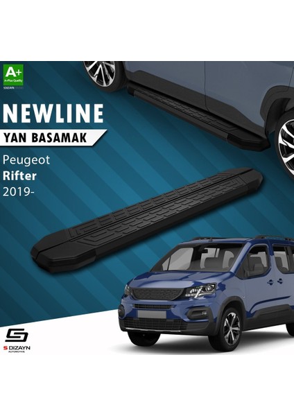 S-Dizayn Peugeot Rifter Uzun Şase Newline Siyah Yan Basamak 213 cm 2019 Üzeri A+ Kalite