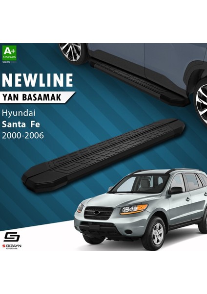 S-Dizayn Hyundai Santa Fe Newline Siyah Yan Basamak 163 cm 2000-2006 A+ Kalite