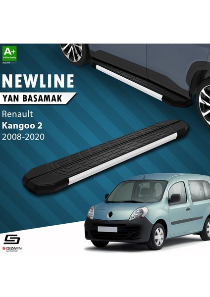 S-Dizayn Renault Kangoo 2 Uzun Şase Newline Aluminyum Yan Basamak 223 cm 2008-2020 A+ Kalite