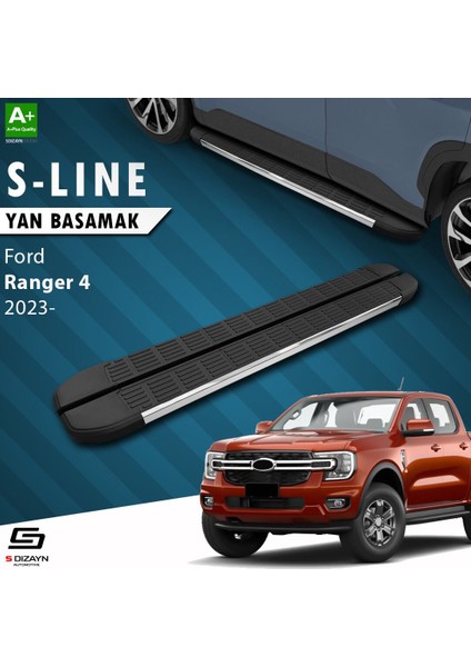 S-Dizayn Ford Ranger 4 S-Line Krom Yan Basamak 203 cm 2023 Üzeri A+ Kalite