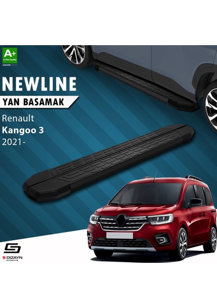 S-Dizayn Renault Kangoo 3 Uzun Şase Newline Siyah Yan Basamak 223 cm 2021 Üzeri A+ Kalite