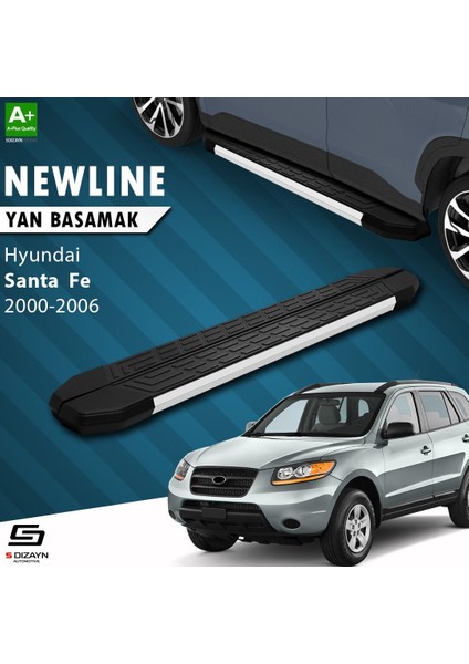 S-Dizayn Hyundai Santa Fe Newline Aluminyum Yan Basamak 163 cm 2000-2006 A+ Kalite