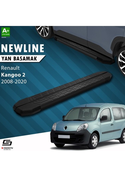 S-Dizayn Renault Kangoo 2 Uzun Şase Newline Siyah Yan Basamak 223 cm 2008-2020 A+ Kalite