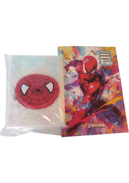 Antkırtasiyeaksesuar Spiderman Örümcek Adam Günlük Peluş Defter ve Stickerlı Boyama Kitabı Erkek Çocuk fırsatları