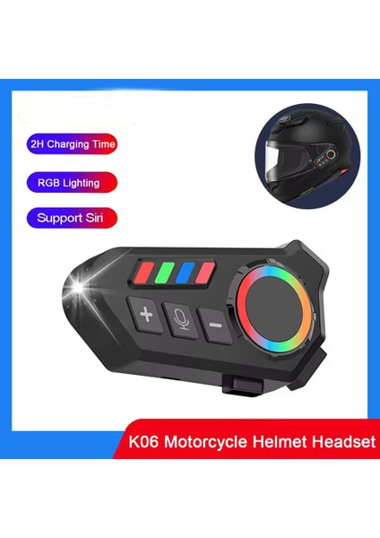 K06 Motosiklet Kask Kulaklık Bluetooth 5.4 Kulaklık Kablosuz Motor Kulaklık Ortam Işığı ile Handsfree Stereo Müzik Çalar