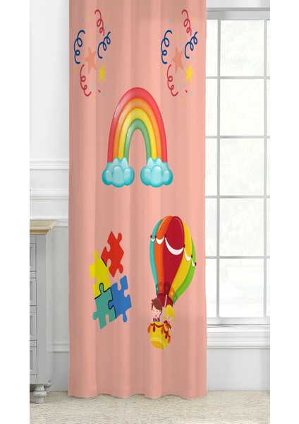 Gökkuşağı Yapboz Balon Özel Tasarım Desenli Dijital Baskılı (Tek Kanat) Çocuk Odası Modern Fon Perde fiyatları