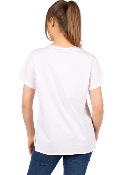 -Kadın Newspaper Baskılı T-Shirt - Beyaz modelleri
