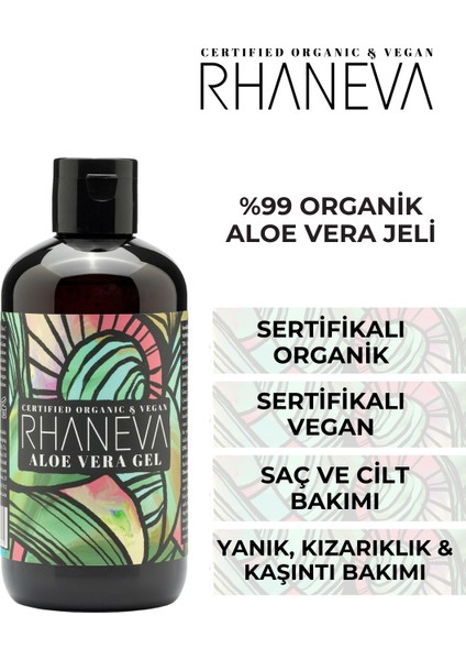 %99 Organik Aloe Vera Jel, Organik ve Vegan Sertifikalı, 250 ml