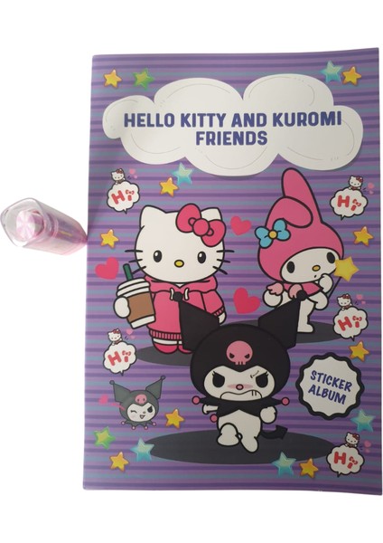 Antkırtasiyeaksesuar Hello Kitty Kuromi Sticker Defter Albüm My Melodi Yapıştirma ve 1 Adet Ruj Silgi fiyatları
