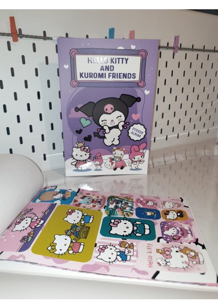 Antkırtasiyeaksesuar Hello Kitty Kuromi Sticker Defter Albüm My Melodi Yapıştirma ve 1 Adet Ruj Silgi fırsatları