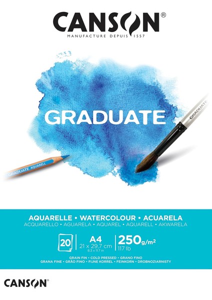 Graduate Sulu Boya Kağıdı Bloğu, Dın A4, 20 Yaprak, 250 G/m²