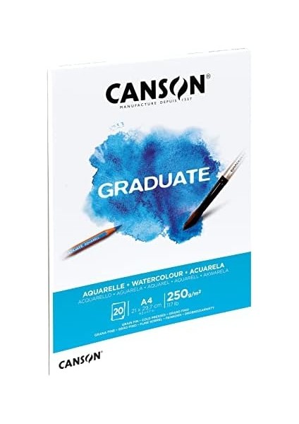 Graduate Sulu Boya Kağıdı Bloğu, Dın A4, 20 Yaprak, 250 G/m²