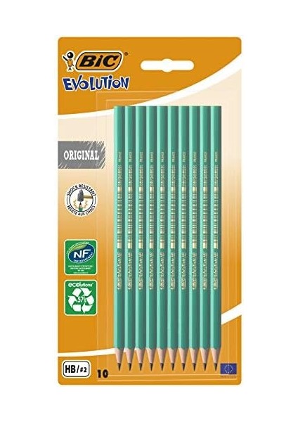 Evolution Kurşun Kalem, 10'lu Blister, Kıymık Oluşturmaz, Çiğnemeye Karşı Dayanıklı, Kolay Açılır