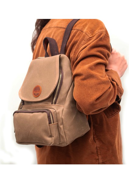Design 04 Kanvas Kumaş - Deri Kadın Sırt Çantası