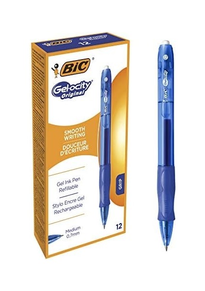 Gel-Ocity Original Jel Kalem, Mavi Jel Kalem 12'li Kutu, 0.7 Mm. Çizgi Genişliği , Yumuşak ve Akıcı Yazım