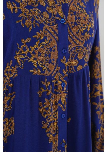 Saks Gold Desenli Tesettür Elbise 2423 indirimleri